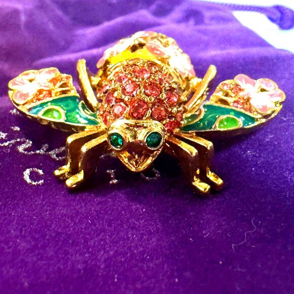 *New* Joan Rivers Classics Collection Pink Orchid Bee Brooch w/ Lady Bug - Picture 6 of 10